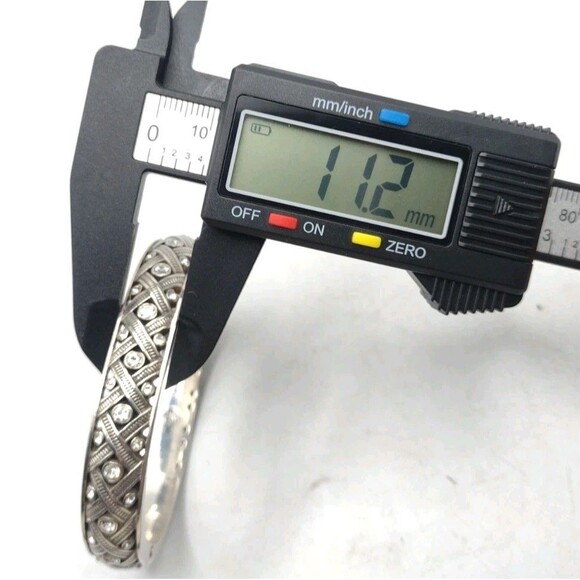 Brighton Silvertone Rhinestone Hinged Cuff Bangle Bracelet 6.75" Southwestern - Picture 13 of 14